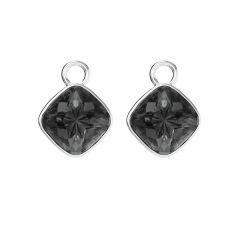 Cushion Mix Charms with Silver Night Crystals Rhodium Plated