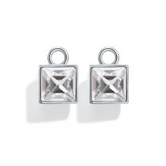 Square Mix Charms With Swarovski Crystal Silver Shade Rhodium Plated