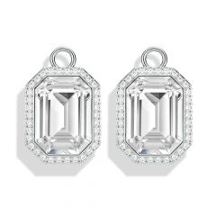 Octagon Bezel Mix Charms with Swarovski Crystals Rhodium Plated