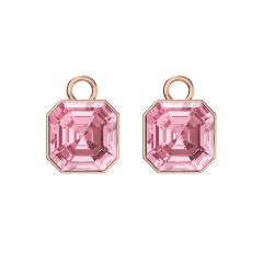 Asscher Mix Charms with Light Rose Crystals Rose Gold Plated