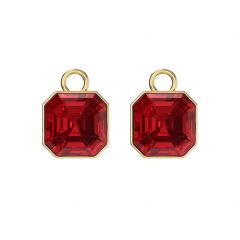 Asscher Mix Charms with Scarlet Crystals Gold Plated