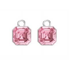 Asscher Mix Charms with Light Rose Crystals Rhodium Plated