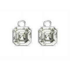 Asscher Mix Charms with Silver Shade Crystals Rhodium Plated