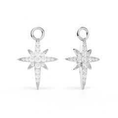 Polaris Long Star Mix Charms Clear Crystals Rhodium Plated