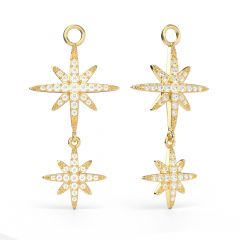Polaris Statement Drop Star Mix Charms Clear Crystals Gold Plated