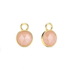 Round Rose Cut Rose Quartz Mix Charms Gold Plated
