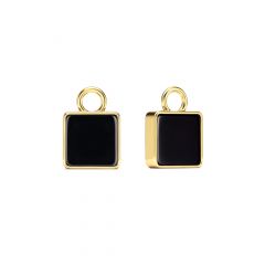 Square Black Onyx Mix Charms Gold Plated