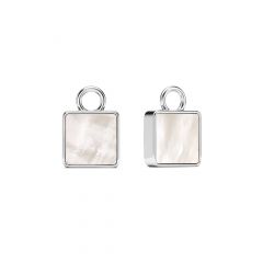 Square Mother of Pearl Mix Charms Rhodium Plated