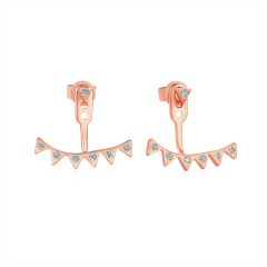 Triangle CZ Studded Earrings Jacket in Sterling Silver Rose Gold Plated