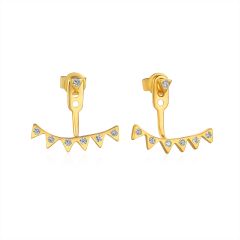 Triangle CZ Studded Earrings Jacket in Sterling Silver Gold Plated