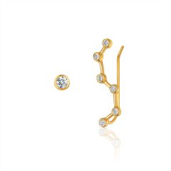 Constellation CZ Ear Climber and Stud Earrings Set in Sterling Silver Gold Plated
