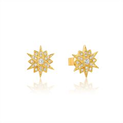 Shimmer Star CZ Stud Earrings in Sterling Silver Gold Plated
