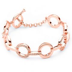 Circle Statement Bracelet Clear Crystal Rose Gold Plated