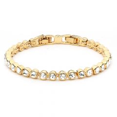 Myjs Tennis Bracelet With Clear Swarovski® Crystals Gold Plated