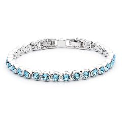 MYJS Tennis Bracelet with Aquamarine Swarovski® Crystals