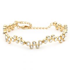 MYJS Fidelity Bracelet made with Clear Swarovski Crystals 16k Gold Plated Bridal