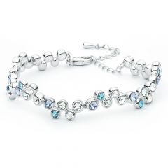 MYJS Fidelity Bracelet made with Blue Swarovski Crystals Rhodium Plated