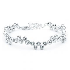 MYJS Fidelity Bracelet made with Clear Swarovski Crystals Rhodium Plated Bridal