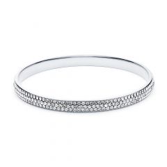 Show Stopper Crystal Stone Pave Bangle Rhodium Plated