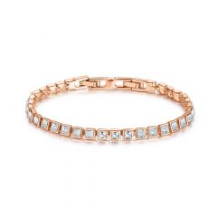 Tennis Square Bracelet with Clear Swarovski® Crystals Rose Gold Plated