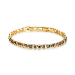 Tennis Square Bracelet with Black Diamond Swarovski® Crystals Gold Plated
