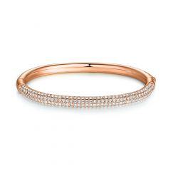 Stone Mini Bangle Bracelet with Austrian Crystals Rose Gold Plated