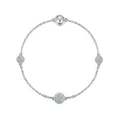 Mix Collection Pave Round Ball with Swarovski Crystals Rhodium Plated