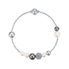 Mix Collection Cluster with Swarovski Grey Crystal Pearl Rhodium Plated