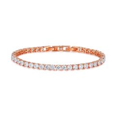 Jazz Tennis Bracelet with 4mm Cubic Zirconia Rose Gold Plated Bridal