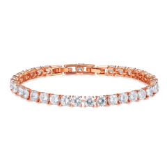 Jazz Tennis Bracelet with 5mm Cubic Zirconia Rose Gold Plated Bridal
