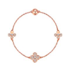 Mix Collection Clover Strand with Swarovski Crystals Rose Gold Plated