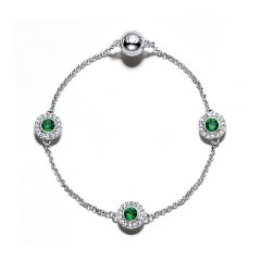 Affinity Collection Angelic Interlinking Bracelet with Emerald and Clear crystals Rhodium Plated