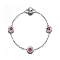 Affinity Collection Angelic Interlinking Bracelet with Ruby and Clear crystals Rhodium Plated