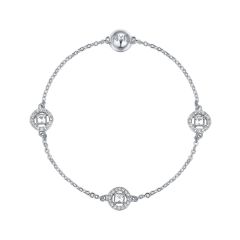 Mix Collection Angelic Square Strand with Swarovski Crystals Rhodium Plated