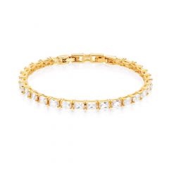 Jazz Tennis Bracelet with Baguette Cut Cubic Zirconia Gold Plated Bridal