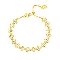 Clover Petite Tennis Bracelet w Swarovski Crystals Gold Plated