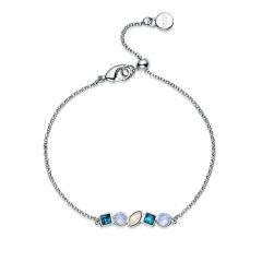 Luminous Bracelet with Harmonic Light Sapphire Swarovski Crystals Rhodium Plated