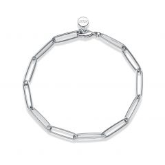 Bold Link Carrier Bracelet Chain Rhodium Plated