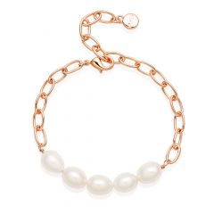 Bold Oval Freshwater Pearl Bracelet Rose Gold plated