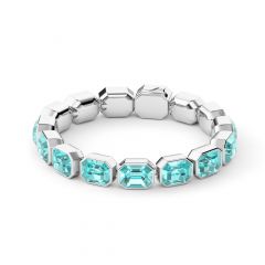 Octagon Tennis Bracelet Light Turquoise Crystals Rhodium Plated