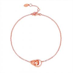 Interocking Circle Bracelet in Sterling Silver Rose Gold Plated