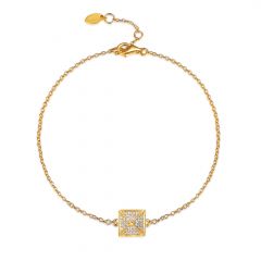 Square Pyramid CZ Pave Bracelet in Sterling Silver Gold Plated