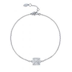 Square Pyramid CZ Pave Bracelet in Sterling Silver Rhodium Plated