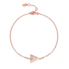 Triangle Pyramid CZ Pave Bracelet in Sterling Silver Rose Gold Plated