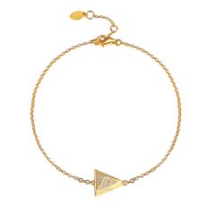 Triangle Pyramid CZ Pave Bracelet in Sterling Silver Gold Plated