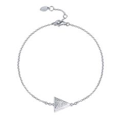 Triangle Pyramid CZ Pave Bracelet in Sterling Silver Rhodium Plated