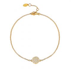 Circle CZ Pave Bracelet in Sterling Silver Gold Plated