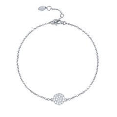 Circle CZ Pave Bracelet in Sterling Silver Rhodium Plated