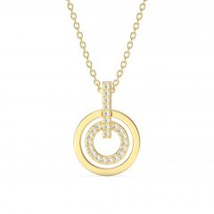 Circle Double Necklace Clear Crystal Gold Plated