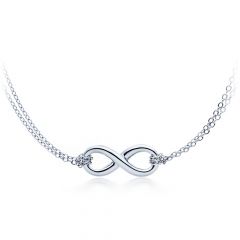 Double Chain Infinity Necklace Rhodium Plated